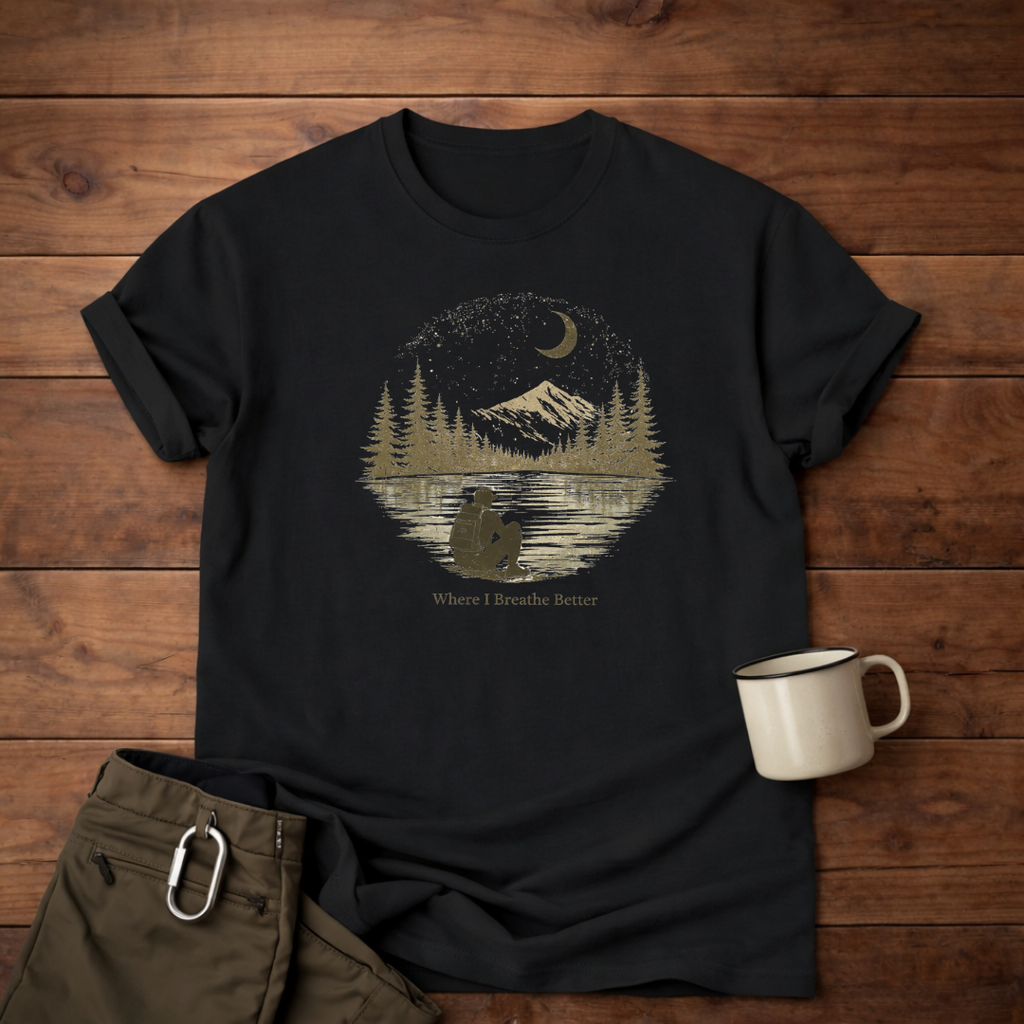 Where I Breathe Better Mountain Lake  T-Shirt