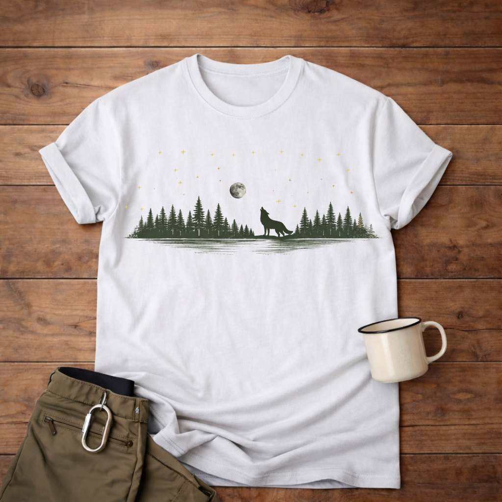 Wolf Howl Forest Moon T-Shirt