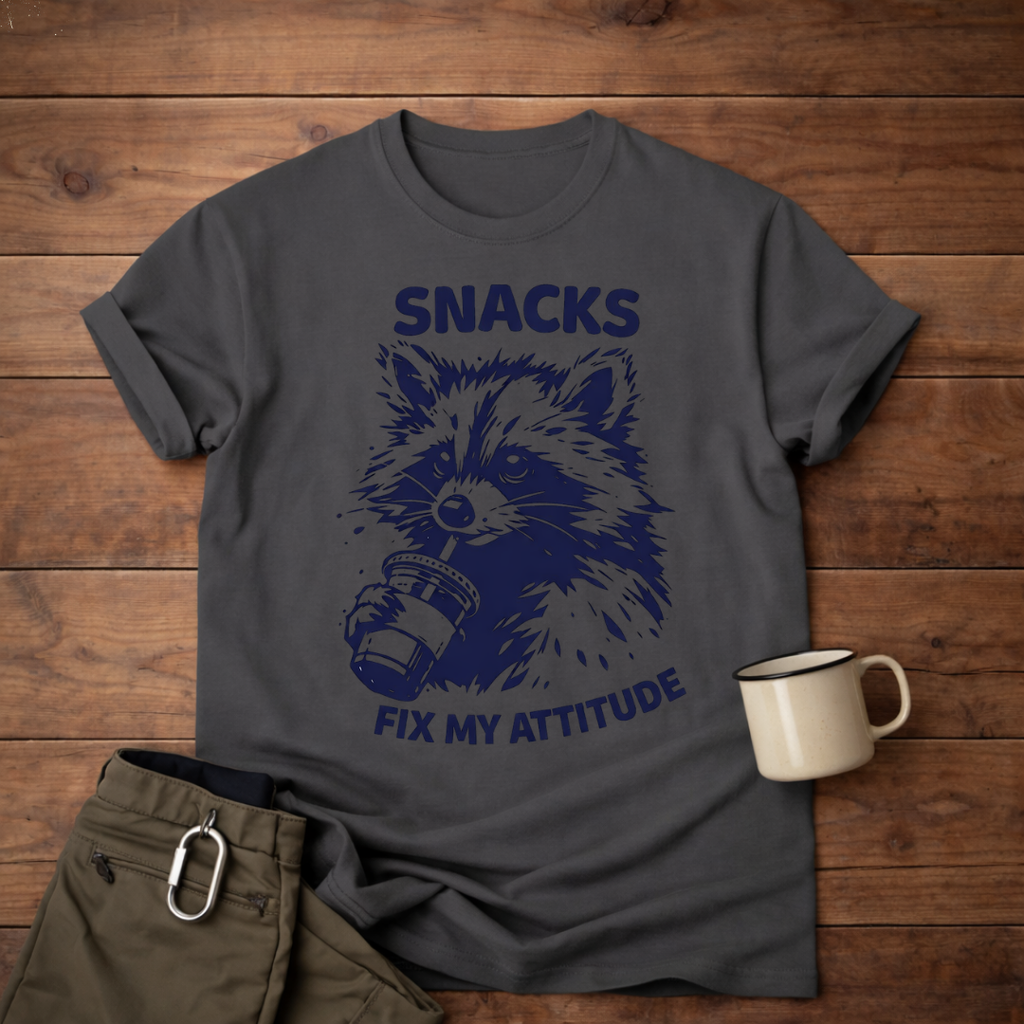 Snacks Fix My Attitude Raccoon T-Shirt