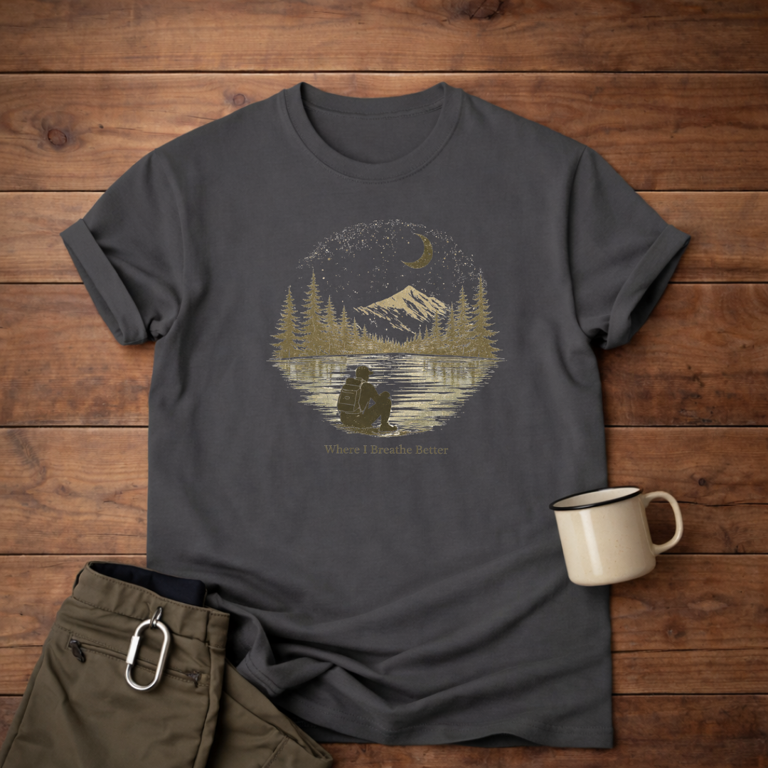 Where I Breathe Better Mountain Lake  T-Shirt