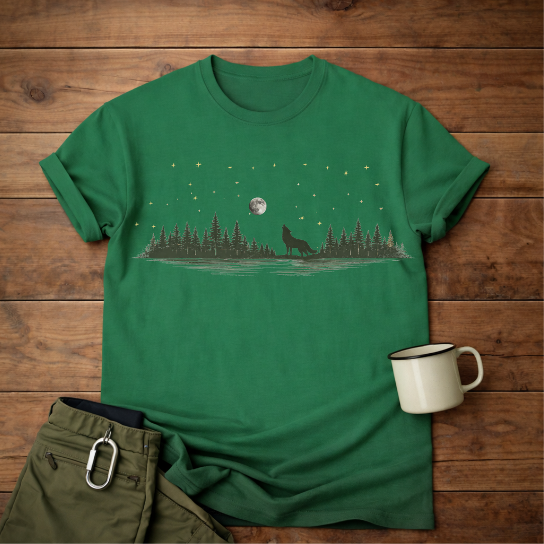 Wolf Howl Forest Moon T-Shirt