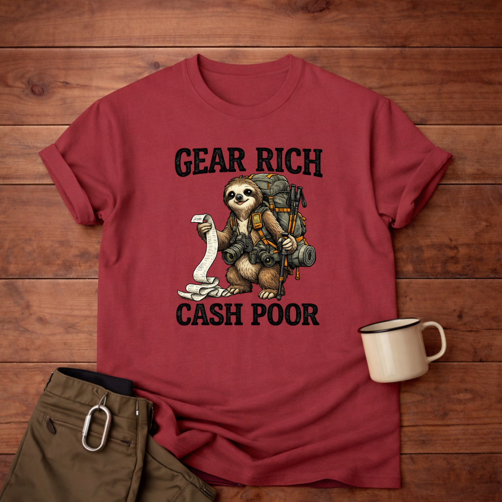 Gear Rich Cash Poor Sloth T-Shirt
