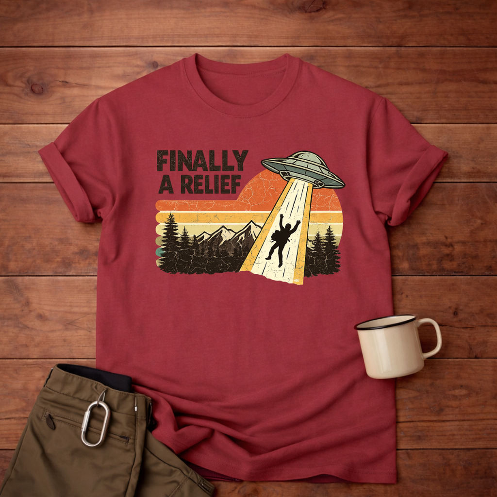 Finally A Relief Retro UFO T-Shirt