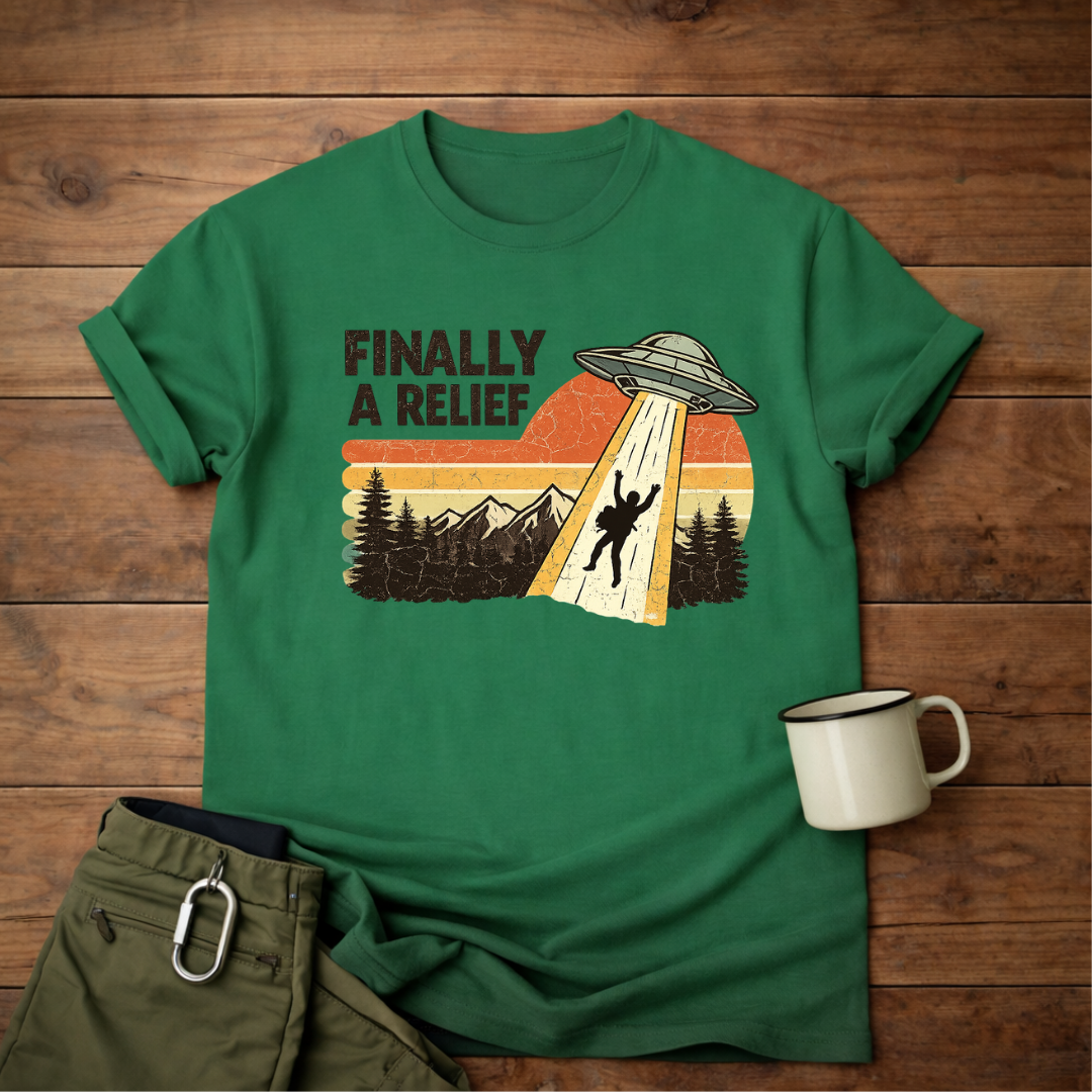 Finally A Relief Retro UFO T-Shirt