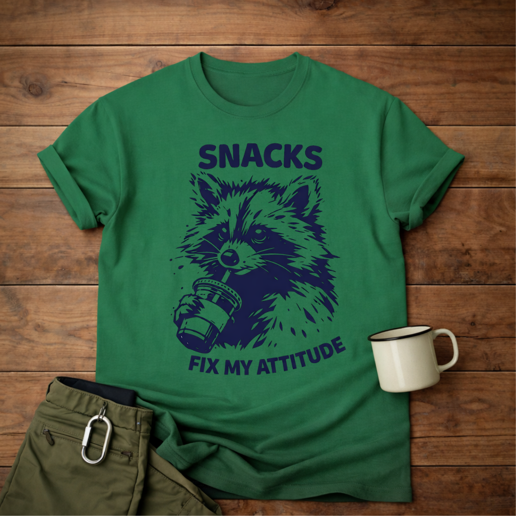 Snacks Fix My Attitude Raccoon T-Shirt