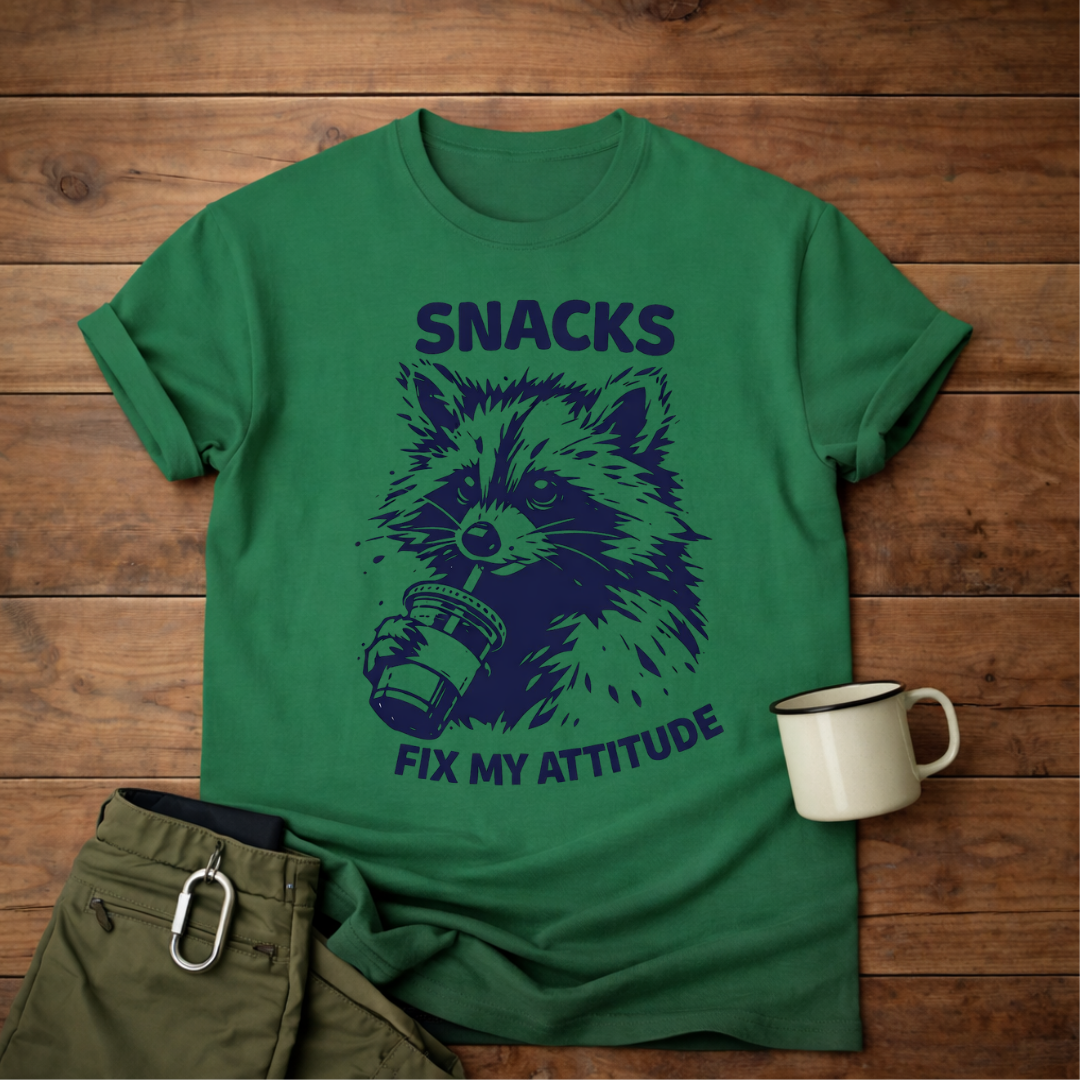 Snacks Fix My Attitude Raccoon T-Shirt