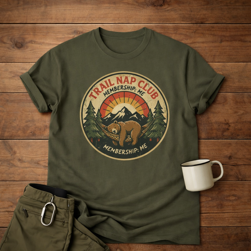 Trail Nap Club T-Shirt — Vintage Bear Hiking Graphic Tee
