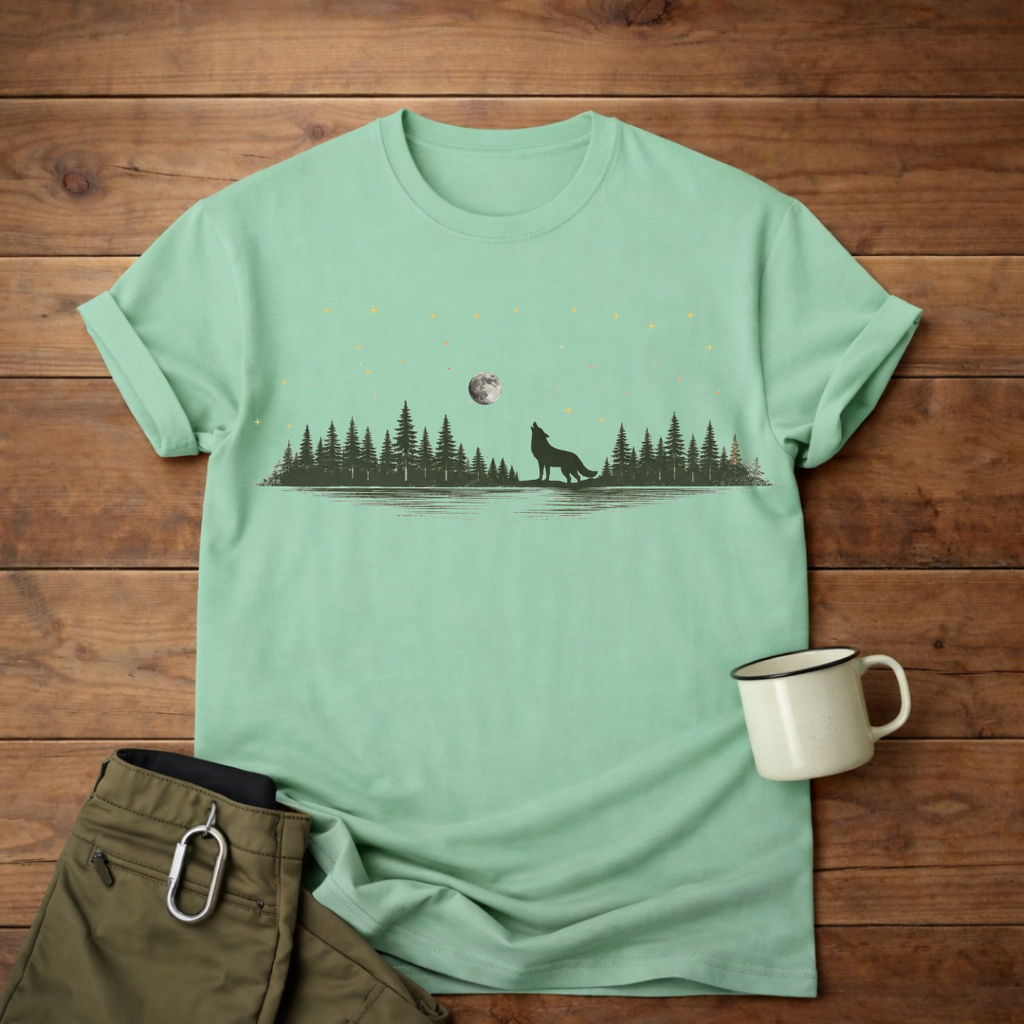 Wolf Howl Forest Moon T-Shirt