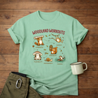 Woodland Workouts T-Shirt — Cute Forest Animal Yoga & Exercise Design