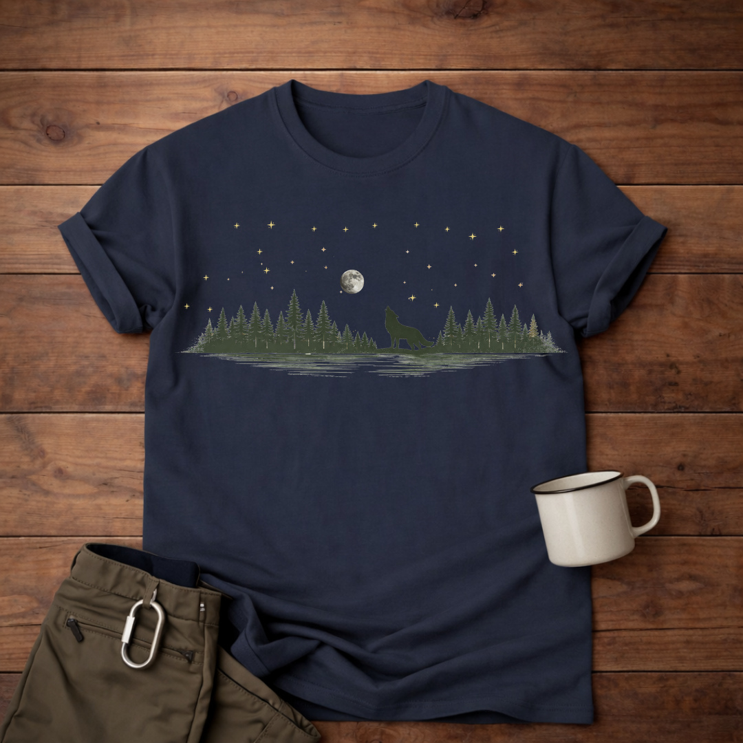 Wolf Howl Forest Moon T-Shirt
