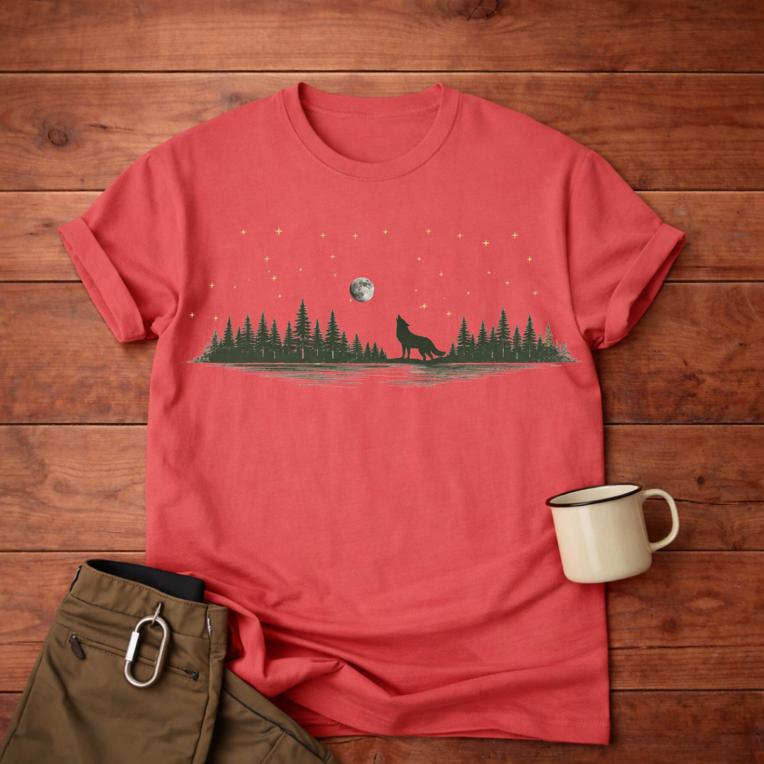 Wolf Howl Forest Moon T-Shirt