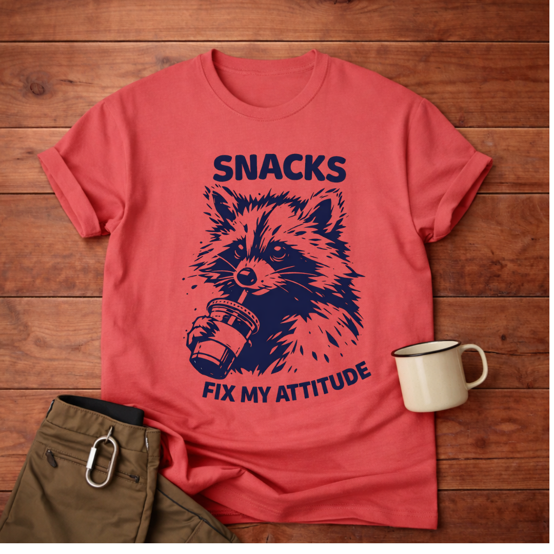 Snacks Fix My Attitude Raccoon T-Shirt