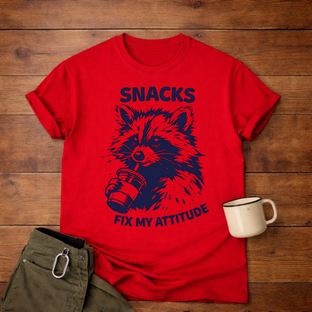 Snacks Fix My Attitude Raccoon T-Shirt