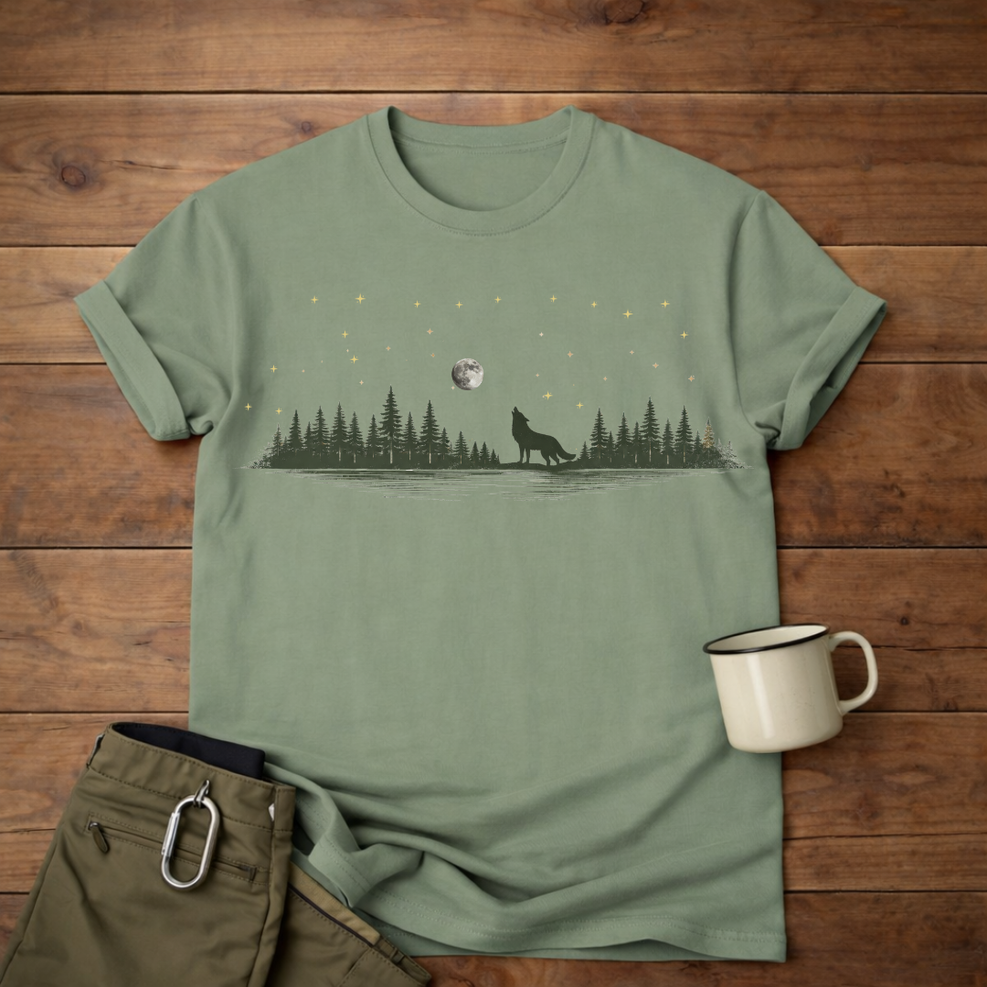 Wolf Howl Forest Moon T-Shirt