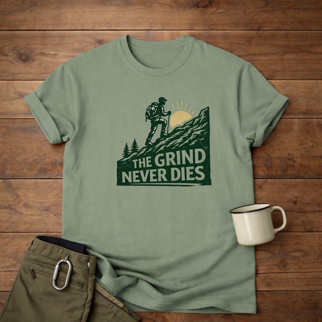 The Grind Never Dies Hiking T-Shirt
