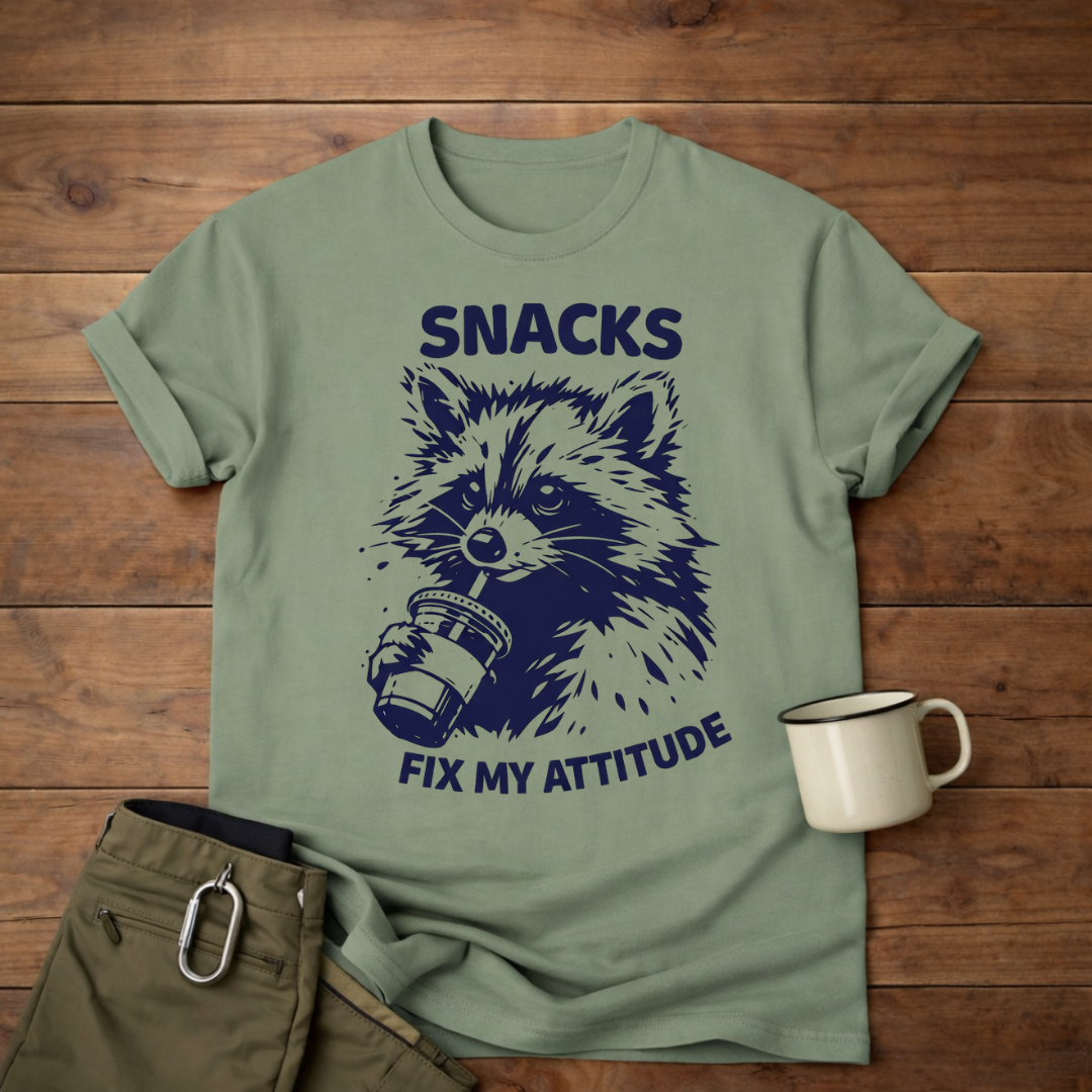Snacks Fix My Attitude Raccoon T-Shirt