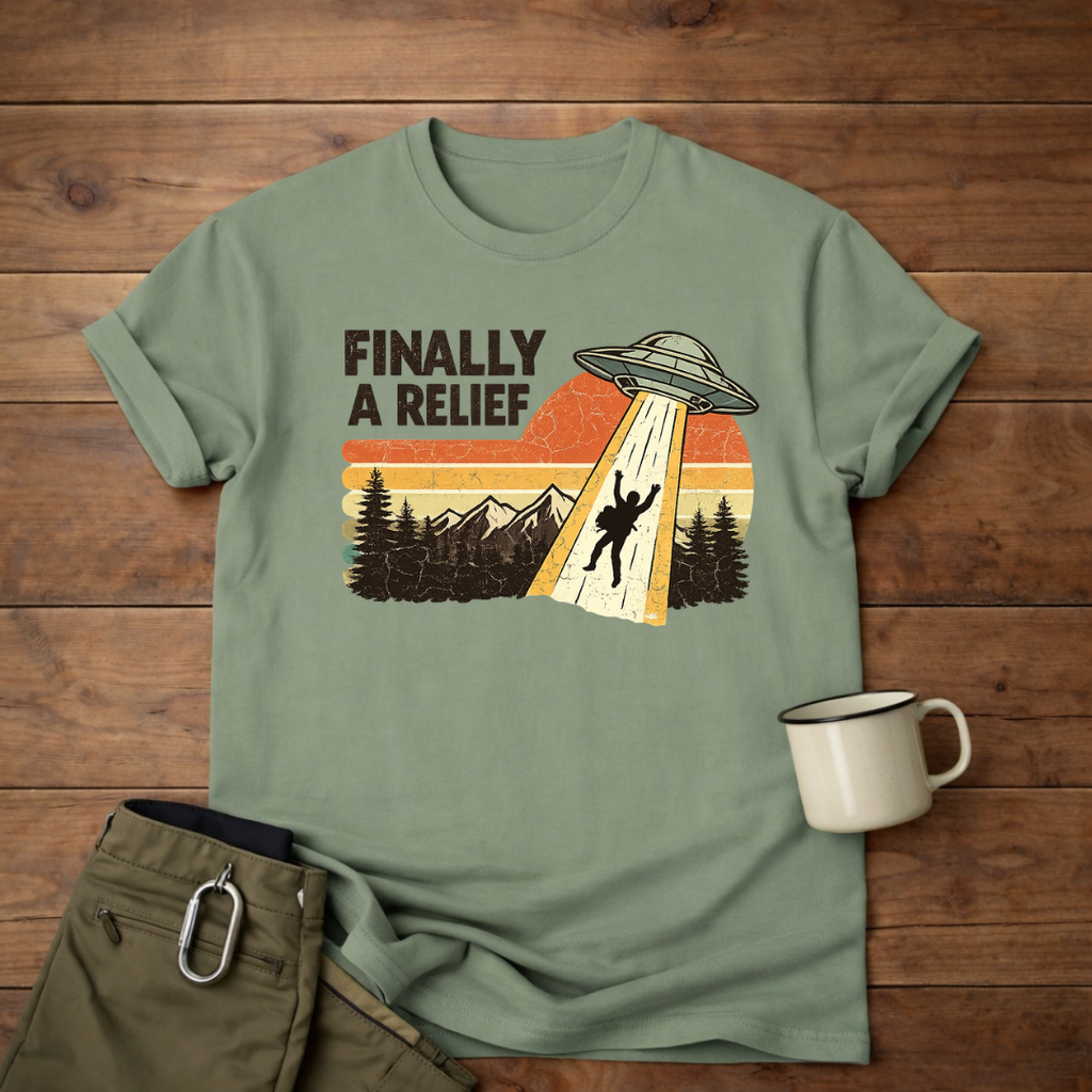 Finally A Relief Retro UFO T-Shirt