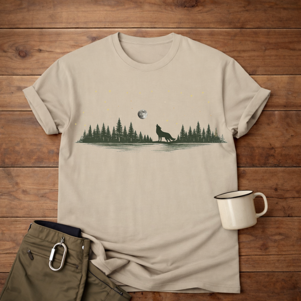 Wolf Howl Forest Moon T-Shirt