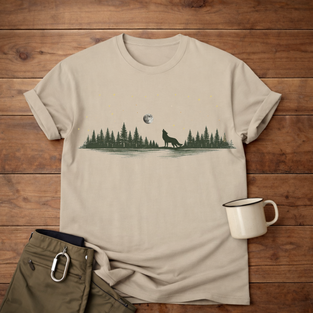 Wolf Howl Forest Moon T-Shirt