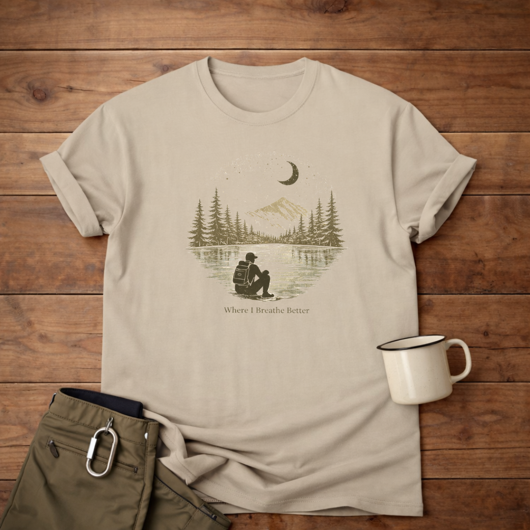 Where I Breathe Better Mountain Lake  T-Shirt