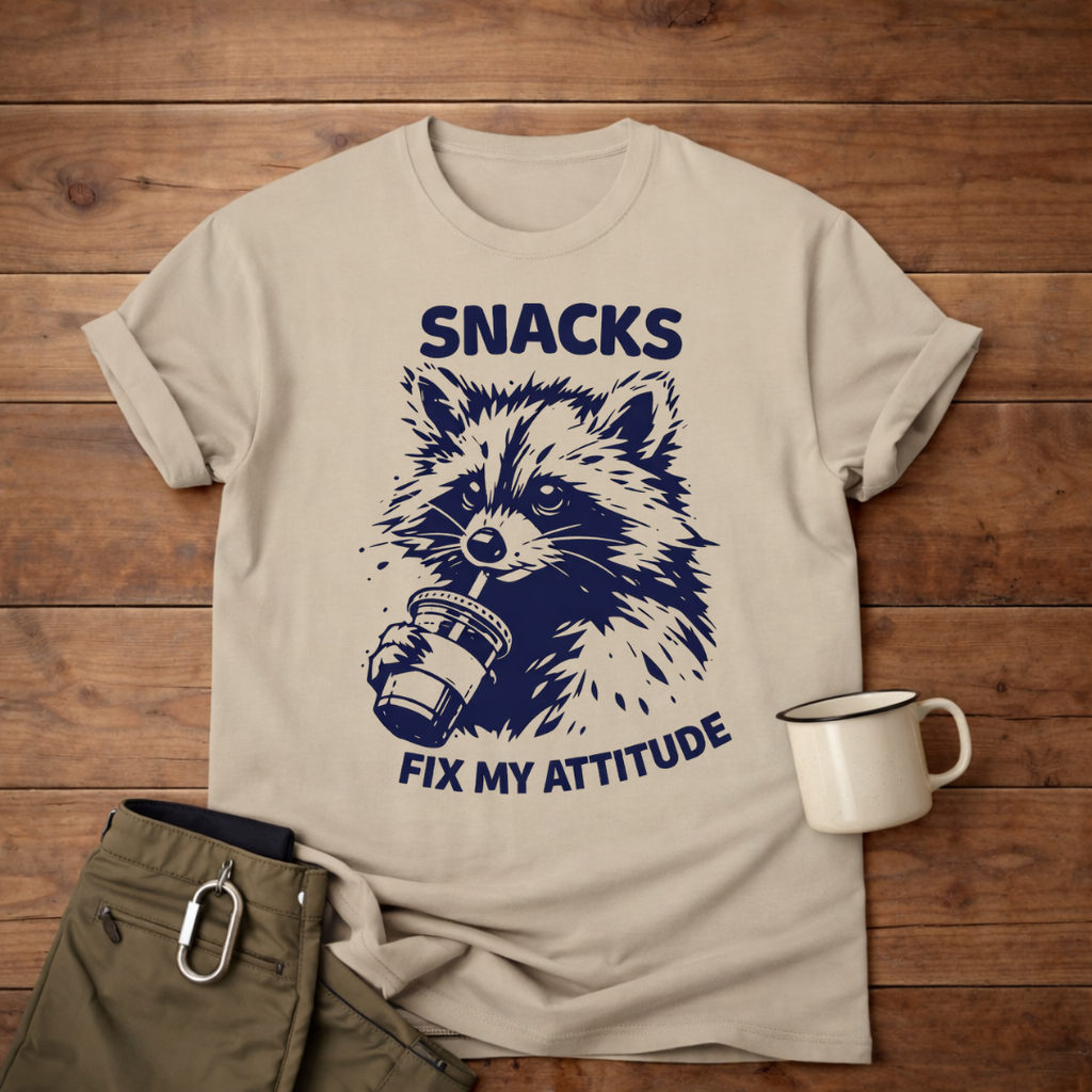 Snacks Fix My Attitude Raccoon T-Shirt