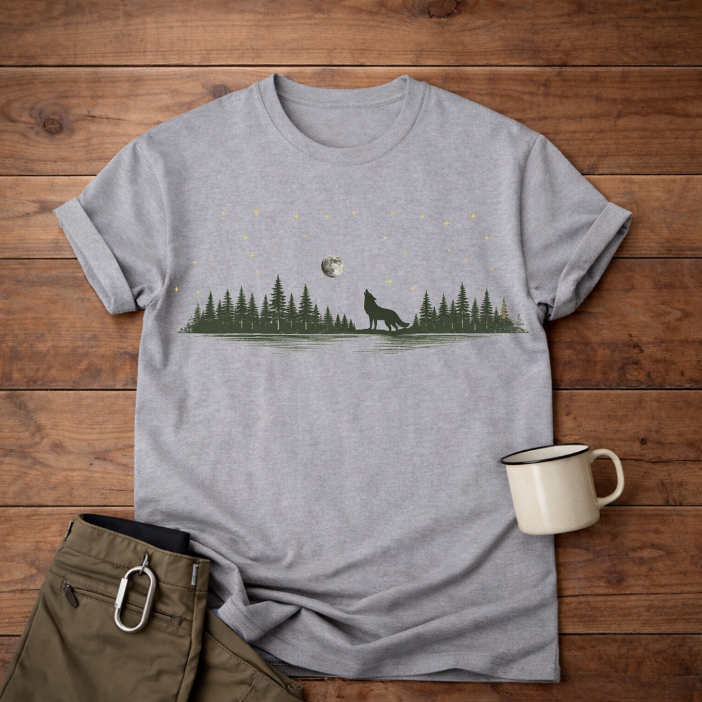 Wolf Howl Forest Moon T-Shirt