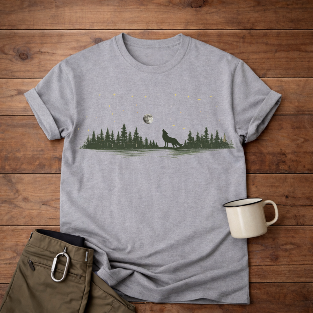 Wolf Howl Forest Moon T-Shirt